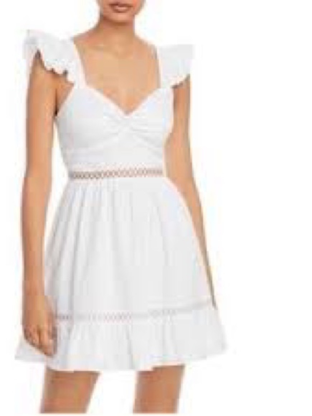 Aqua White Cotton Euro Ruffled Swiss Dot Summer Flirty Mini Dress Women’s Medium